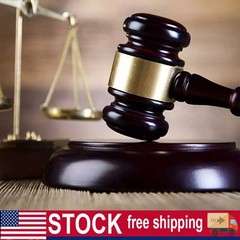 Wooden Gavel Hammer and Sound Block Set Mallet for Lawyer Judge Auction Sale