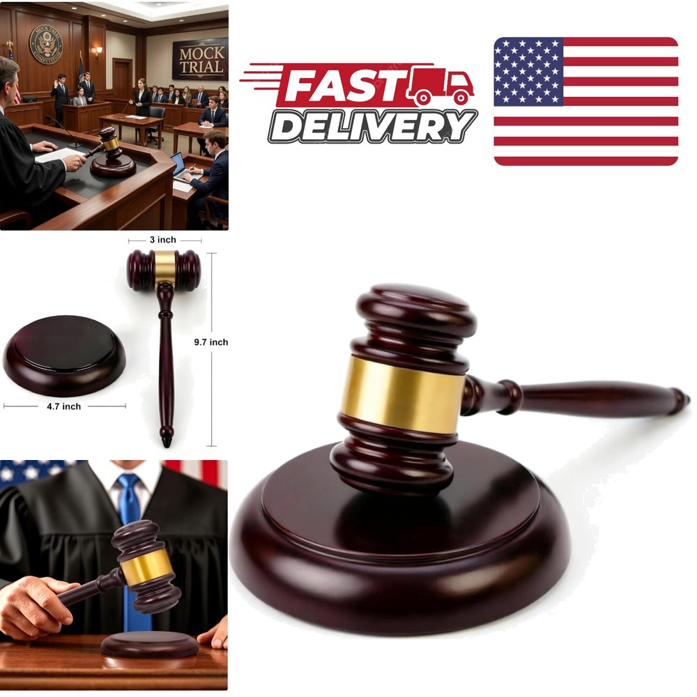 Professional Wooden Gavel with Sound Block Set Clear Loud Strike for Auctions