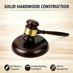 Professional Wooden Gavel with Sound Block Set Clear Loud Strike for Auctions