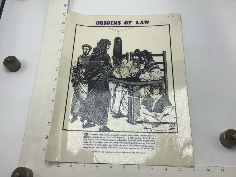 Original 1974 Poster: ORIGINS OF LAW – HAMMURABI CODE – by J Weston Walch 11×14″