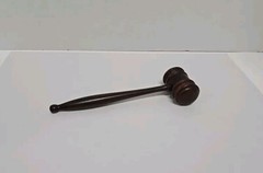 Vintage Med Wooden Judges Gavel Auction Hammer Mallet Round Tip 8.25″