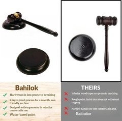 Wooden Gavel and Sound Block Set, Loud Clear Strike Judge Gavel for Meetings,…